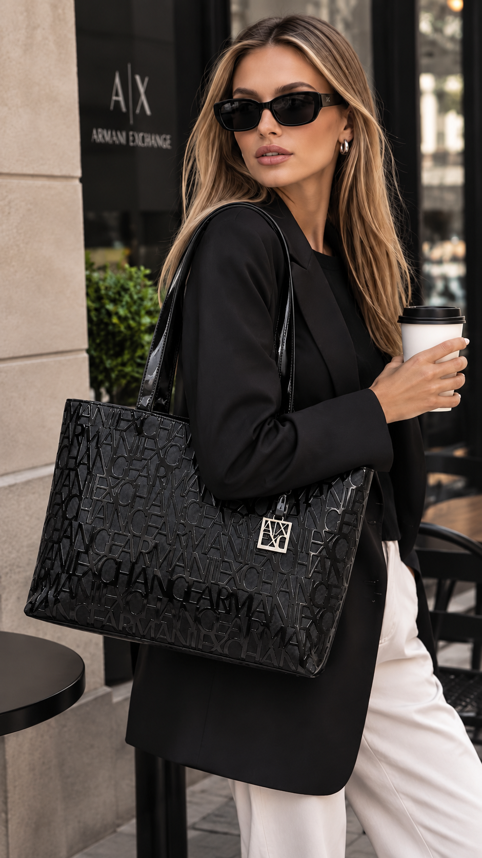 Armani Exchange Liz Patent M Tote Bag