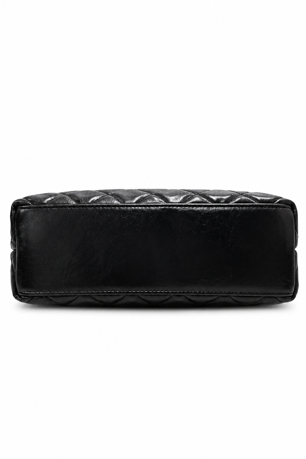 Black Quilted Top-Handle Bag with Gold Chain