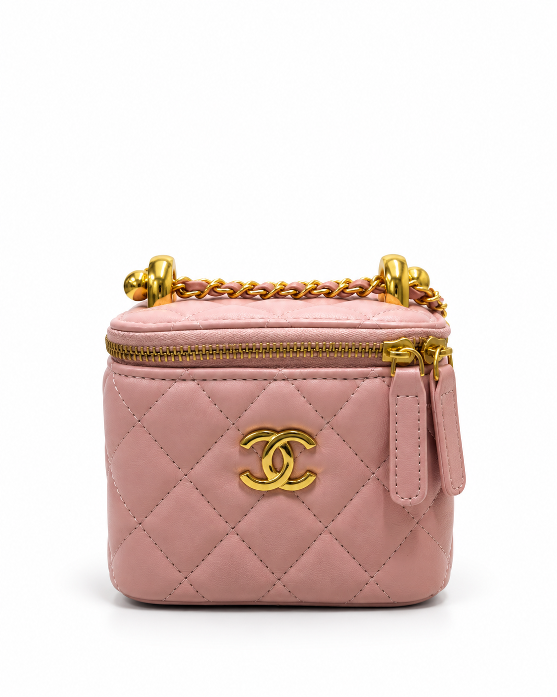 chanel Black Quilted Mini Vanity Bag with Gold Chain