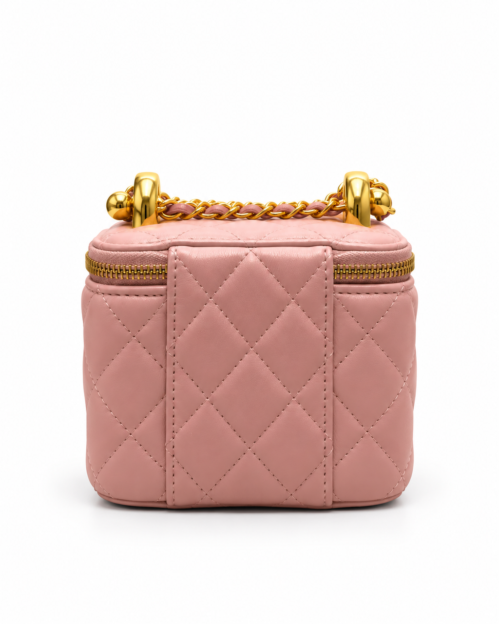 chanel Black Quilted Mini Vanity Bag with Gold Chain