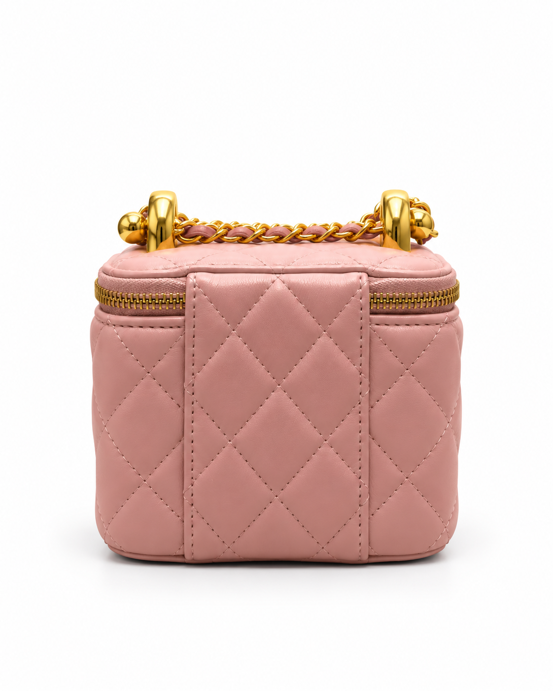 chanel Black Quilted Mini Vanity Bag with Gold Chain