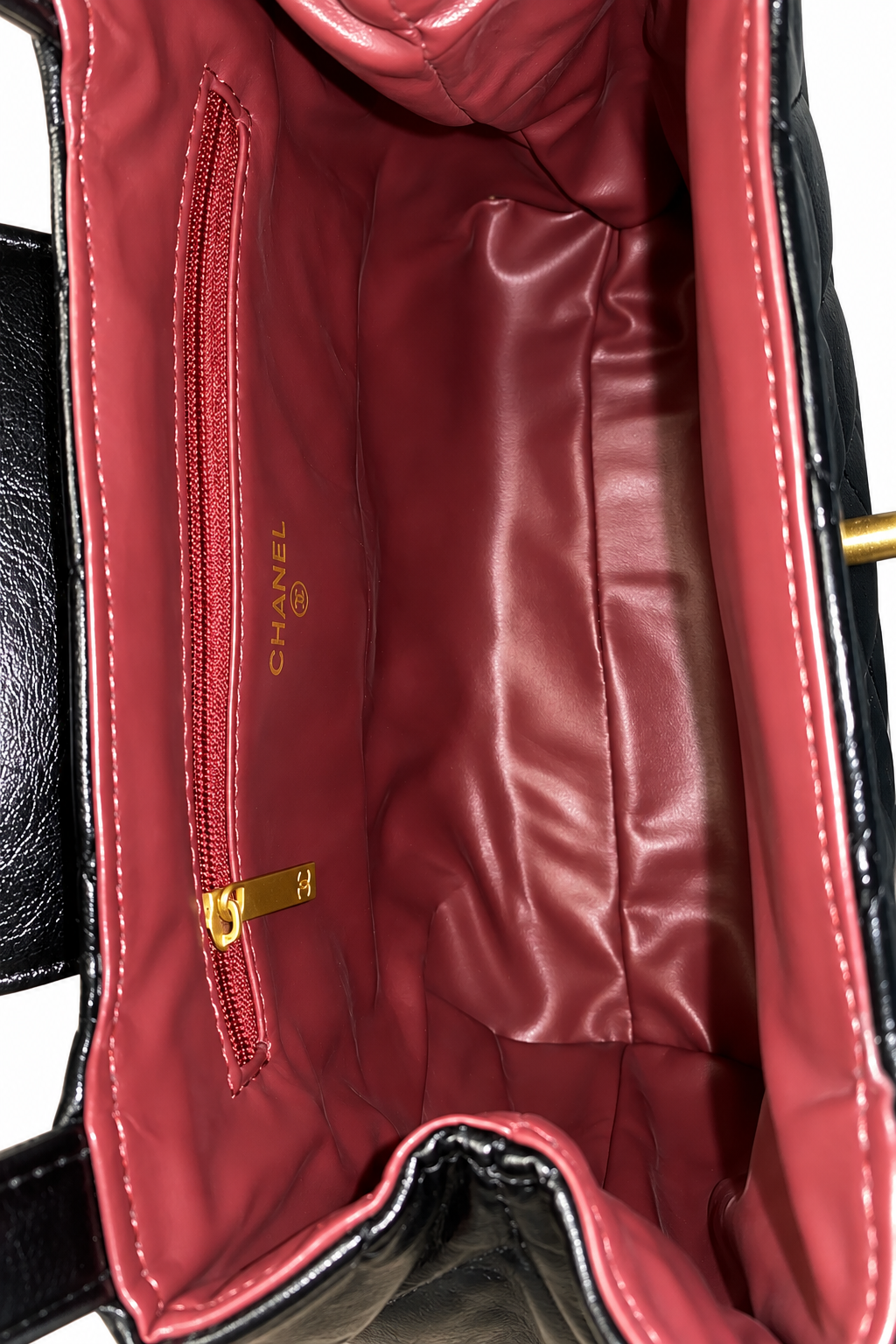 Black Quilted Top-Handle Bag with Gold Chain