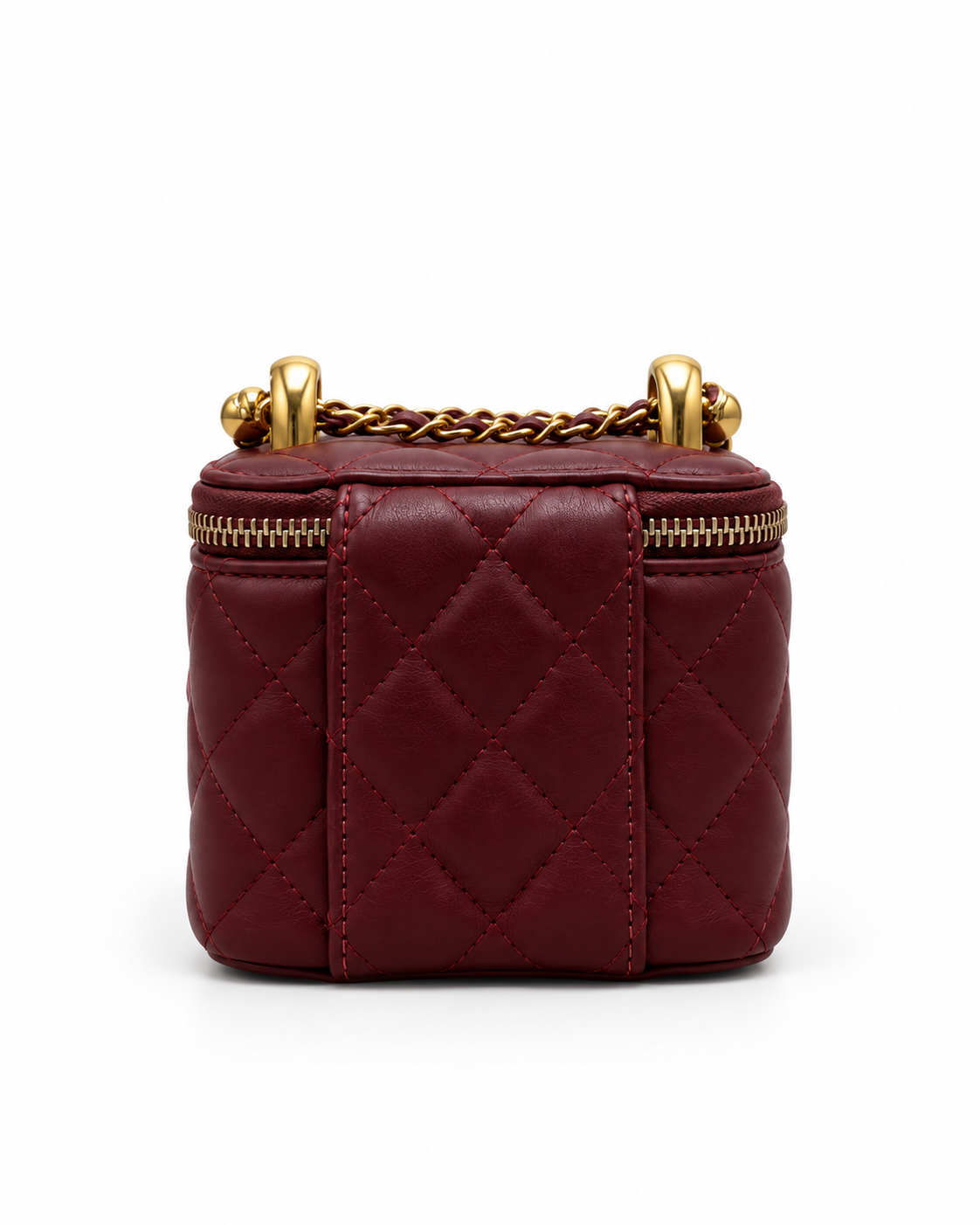 chanel Black Quilted Mini Vanity Bag with Gold Chain
