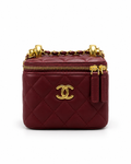 chanel Black Quilted Mini Vanity Bag with Gold Chain
