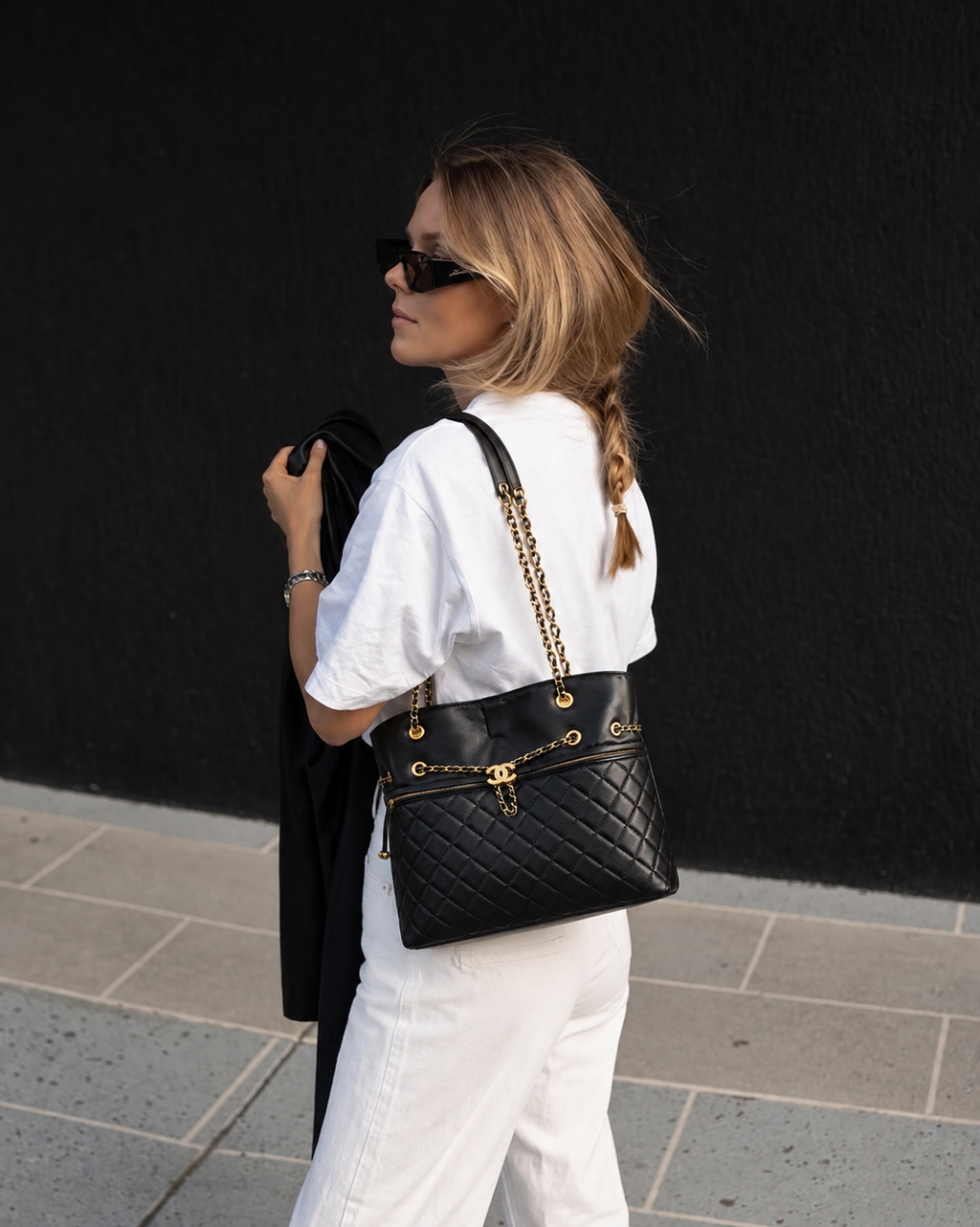 Chanel CC Drawstring Chain Tote
