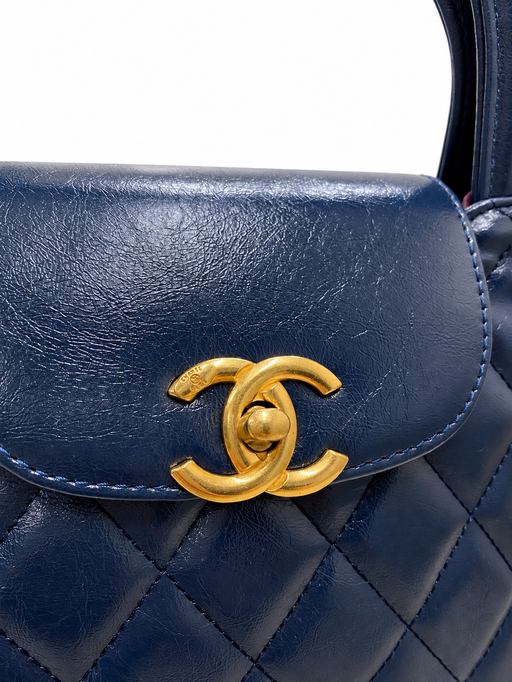 Black Quilted Top-Handle Bag with Gold Chain