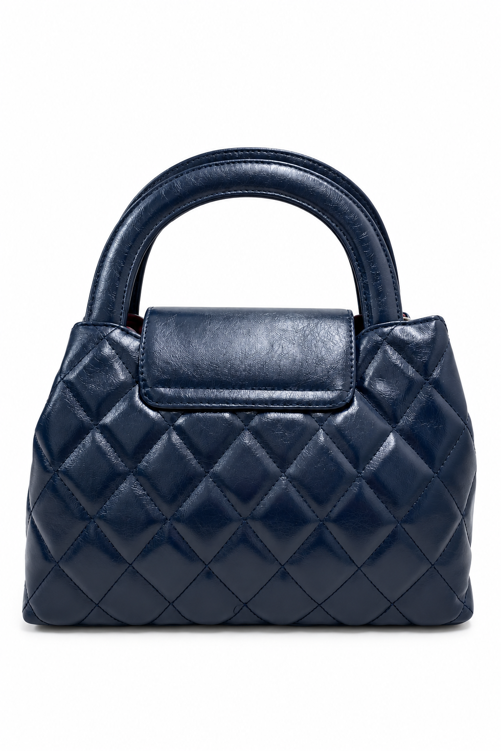 Black Quilted Top-Handle Bag with Gold Chain