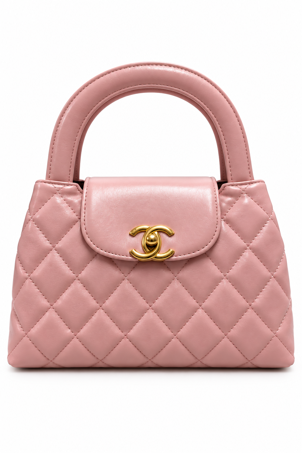 Black Quilted Top-Handle Bag with Gold Chain