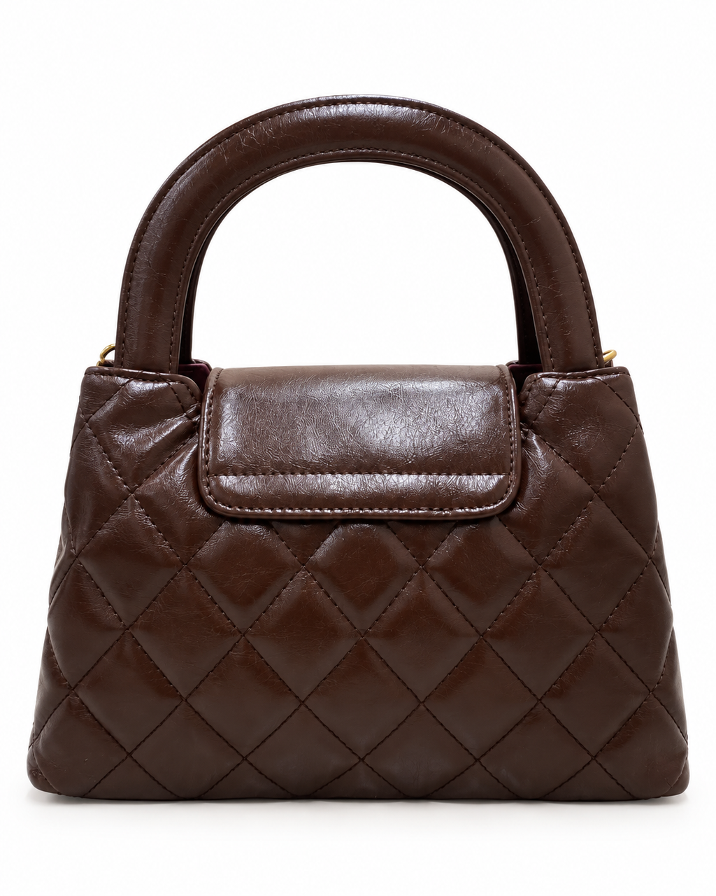 Black Quilted Top-Handle Bag with Gold Chain