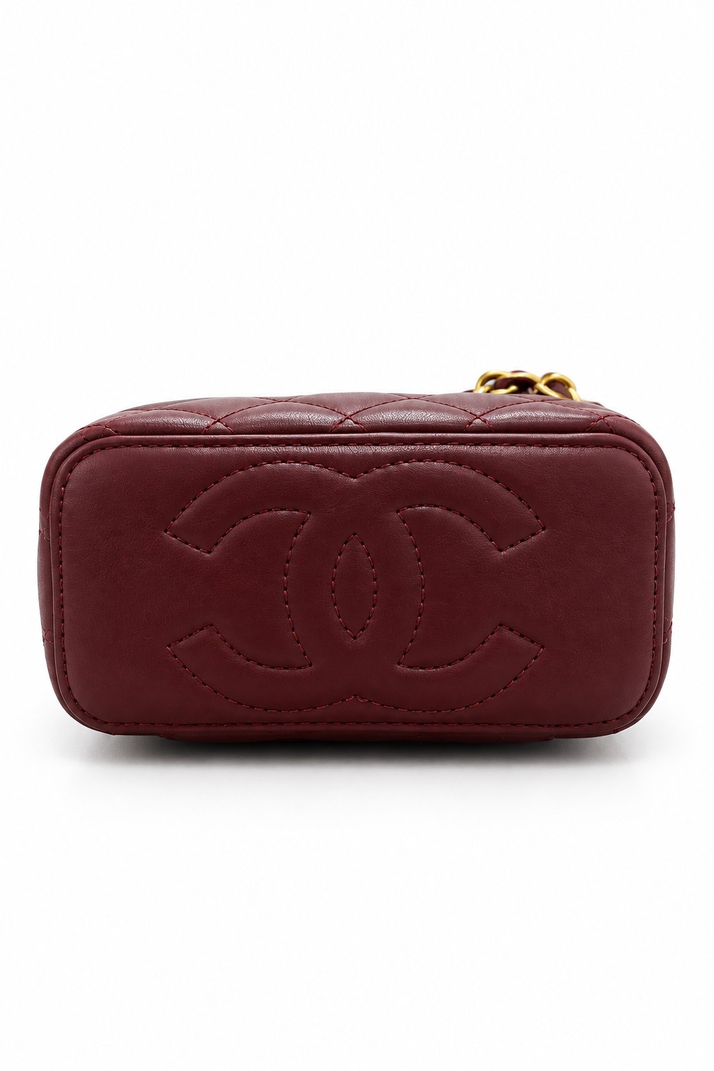 Chanel quilted black vanity case with gold-tone hardware