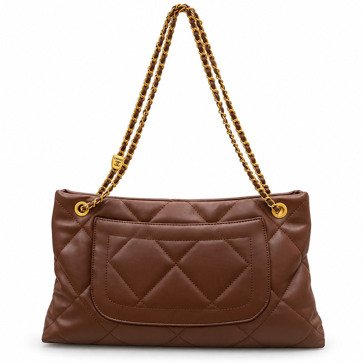 CHANEL Quilted Shoulder Bag with Dual Front Pockets and Gold-Tone Chain