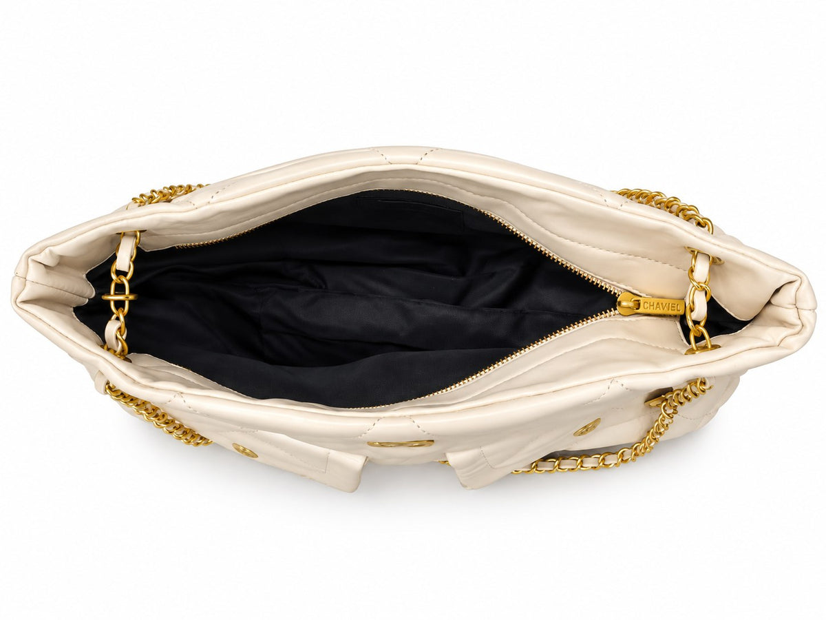 CHANEL Quilted Shoulder Bag with Dual Front Pockets and Gold-Tone Chain