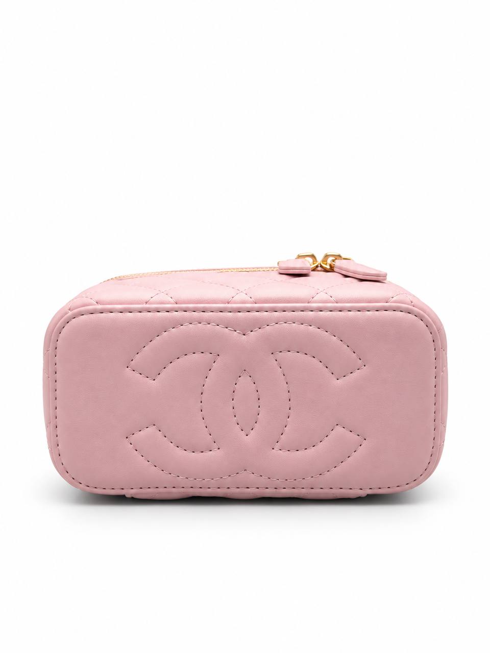 Chanel quilted black vanity case with gold-tone hardware